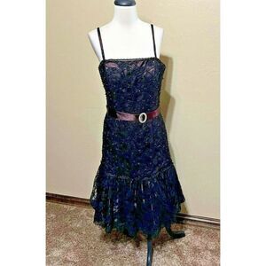 Alyce Designs Strapless Black Lace Formal Cocktail Dress Size 10